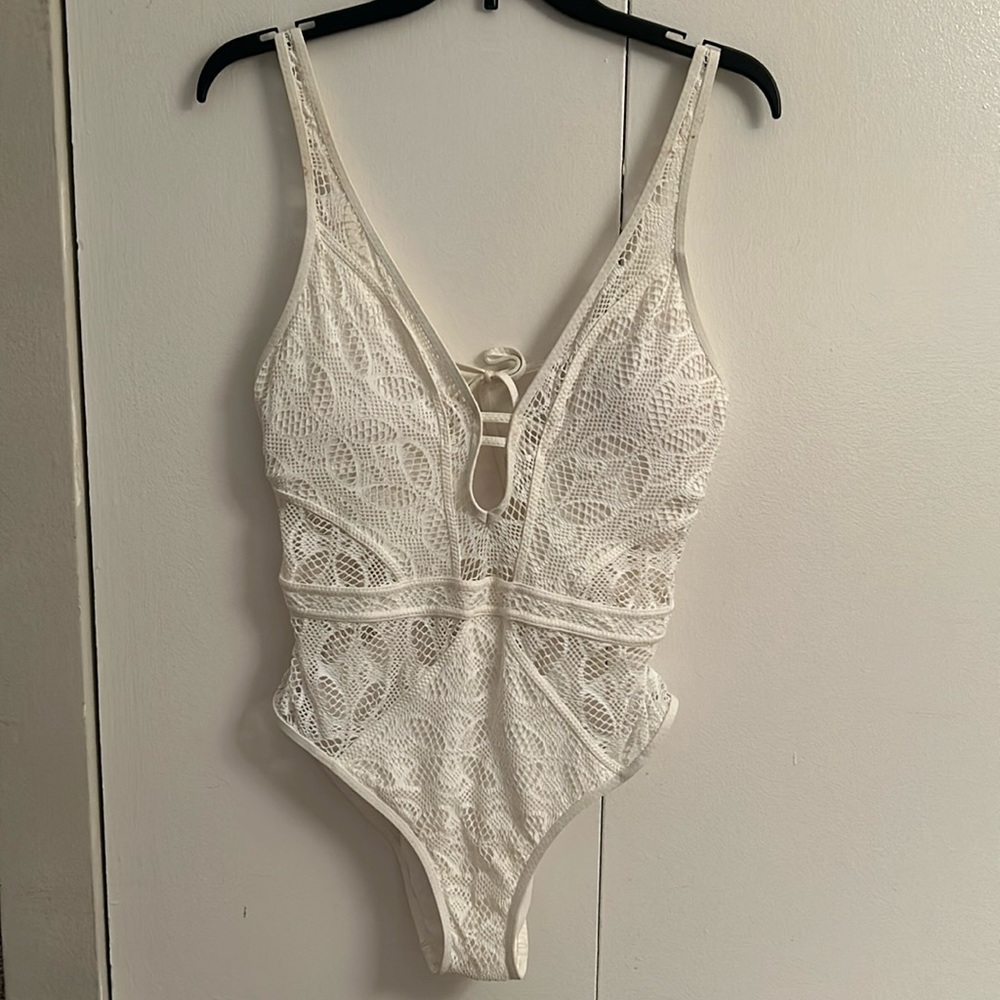 Sexy lacy white swimsuit